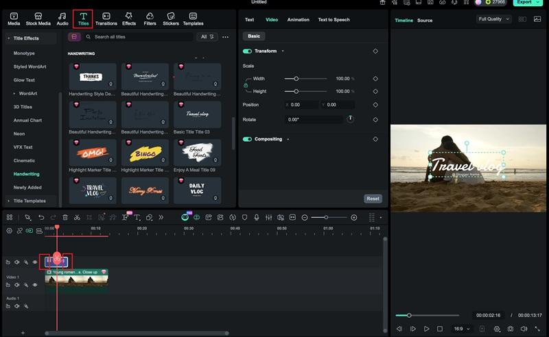 add text to video filmora