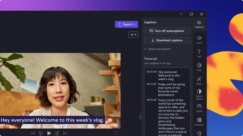 clipchamp video text editor
