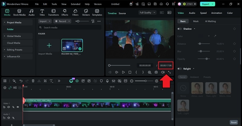 see video timecode in filmora