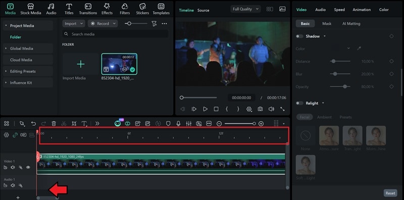 zoom in filmora timeline