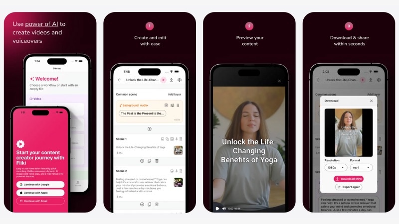 fliki ai app for mobile creation