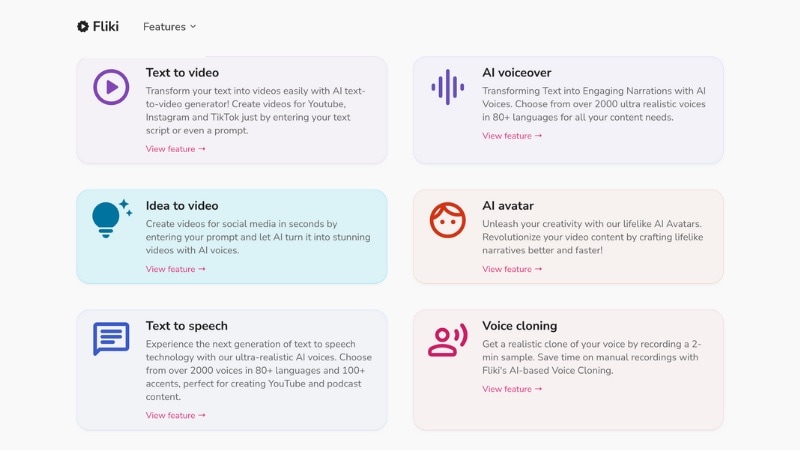 fliki ai video generator key features