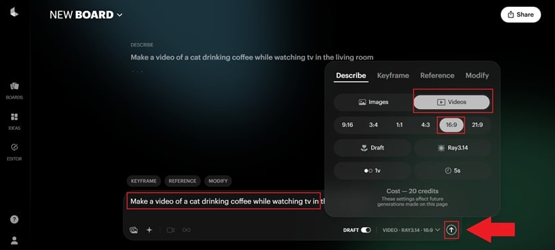 type your prompt and generate video