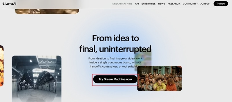 access the luma ai on web
