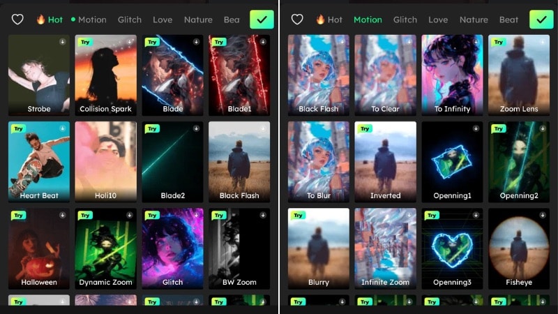 effects and filters in vidma video editor