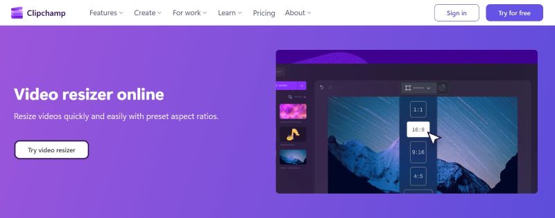 clipchamp top aspect ratio changer