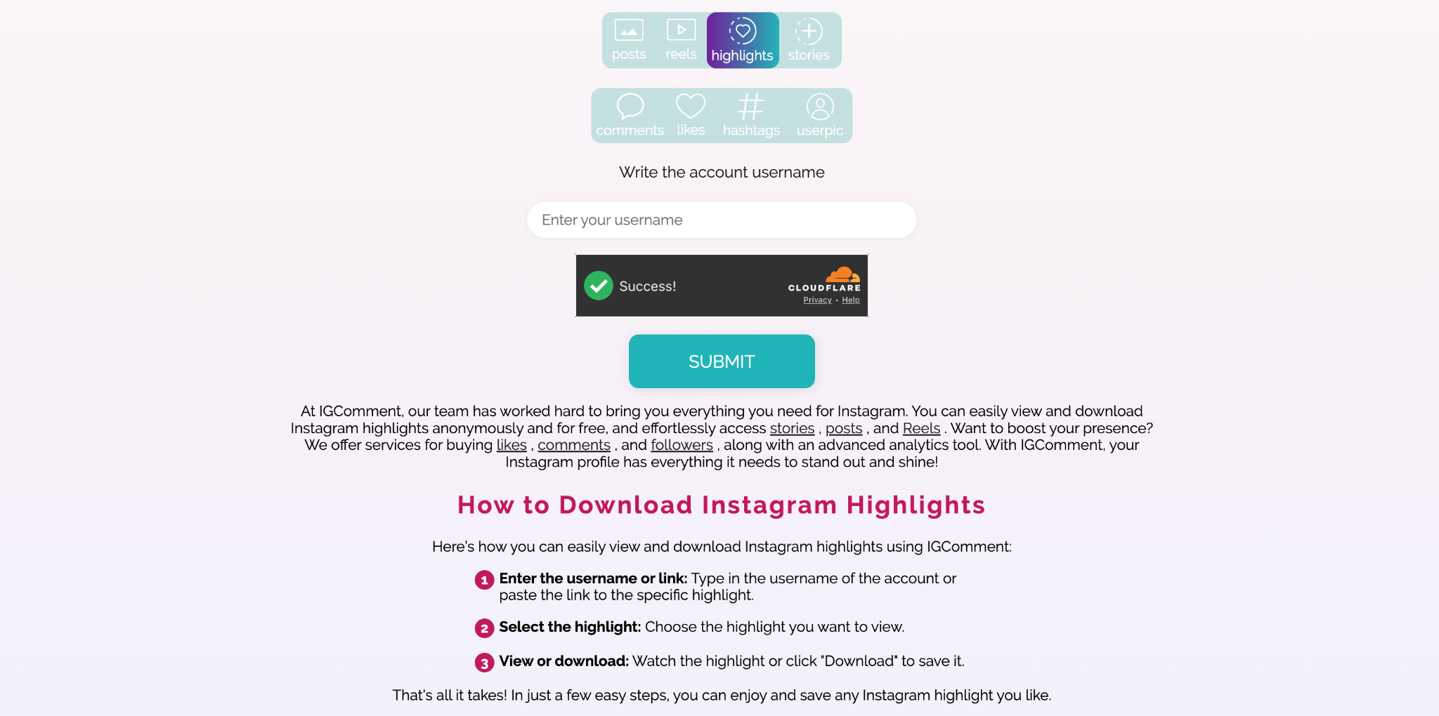 igcomment ig highlight download