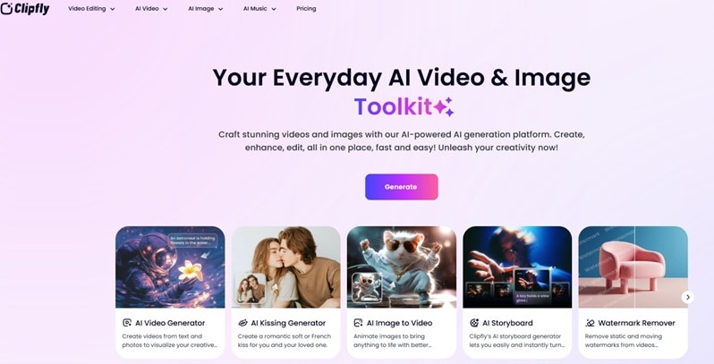 clipfly ai website interface