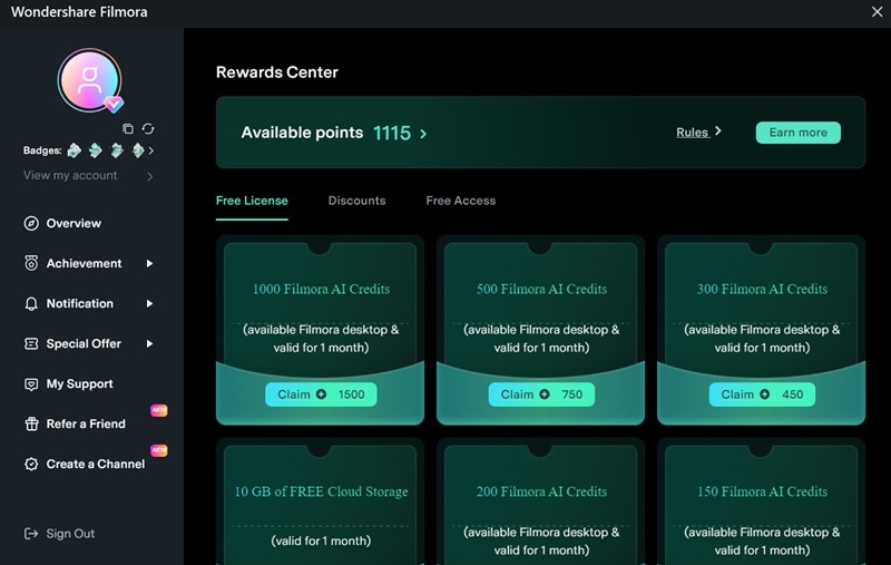 filmora rewards center
