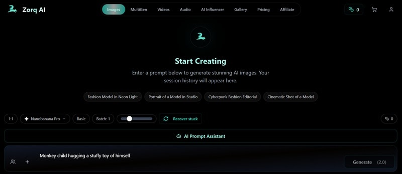 ai image feature in zorq ai