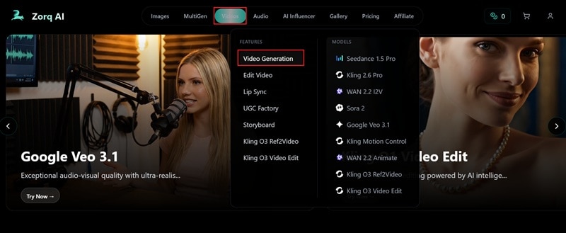 access the video generation feature