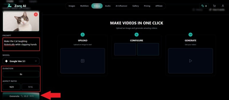 write prompt and click generate
