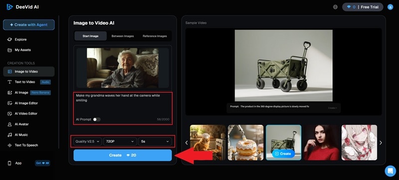 write prompt and click create