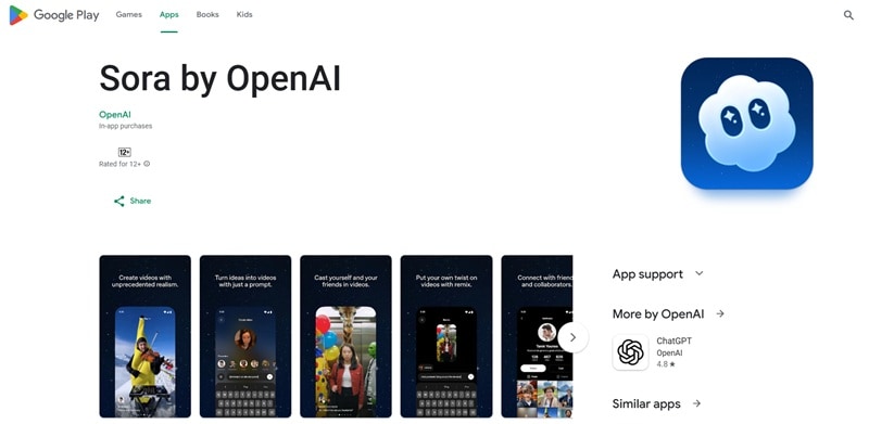 official sora openai app on android