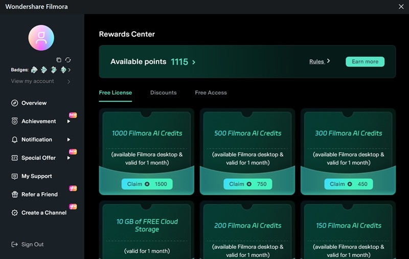 filmora rewards center