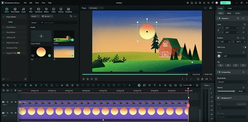 editing animation project on filmora desktop