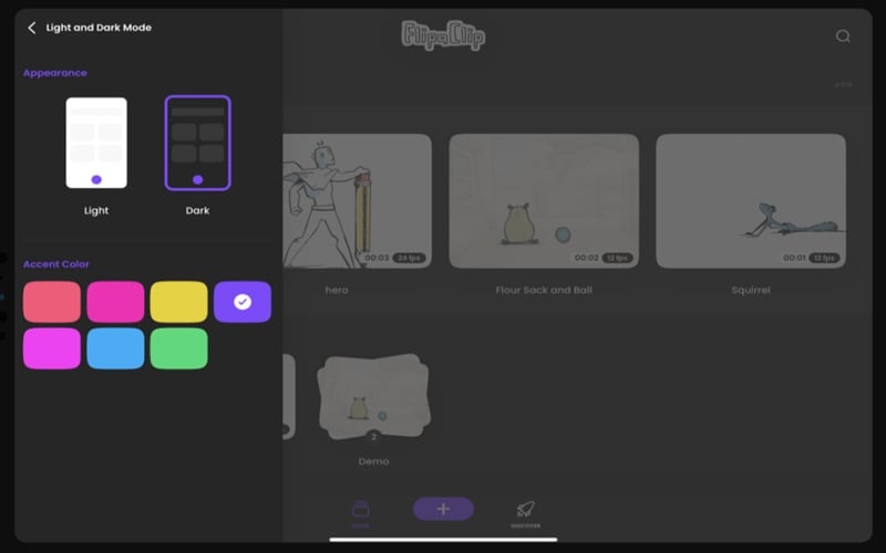 dark mode in flipaclip app