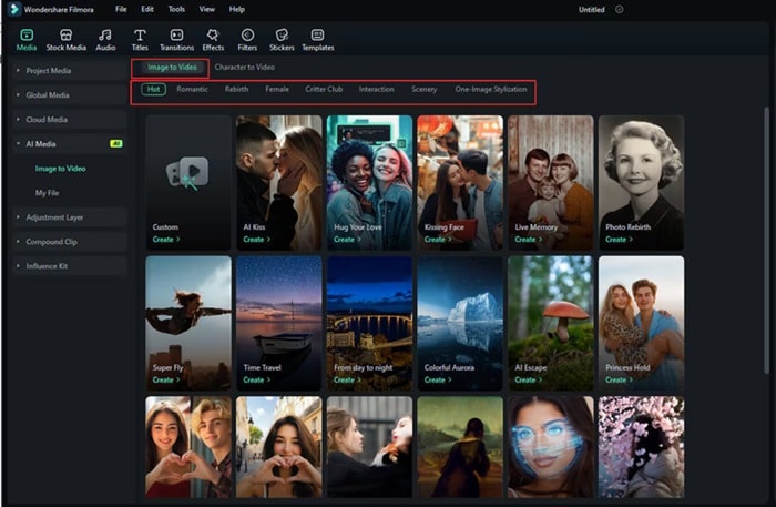 select an image to video template
