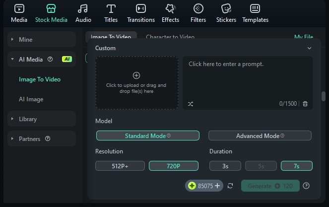 upload photo and enter prompt