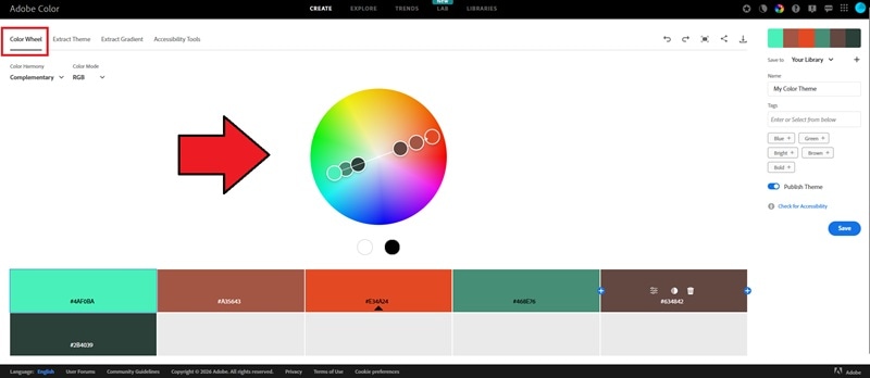use adobe color color wheel