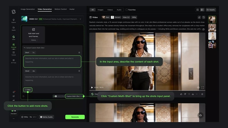 creating multishot in kling ai