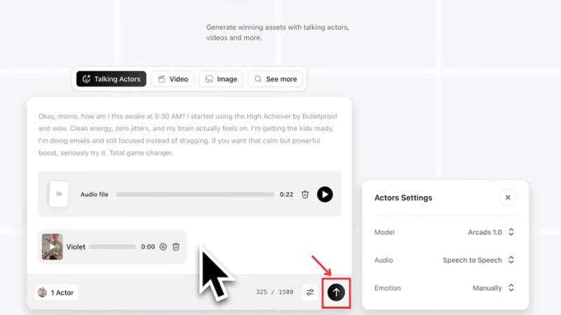Arcads AI에서 영상 병합하기
