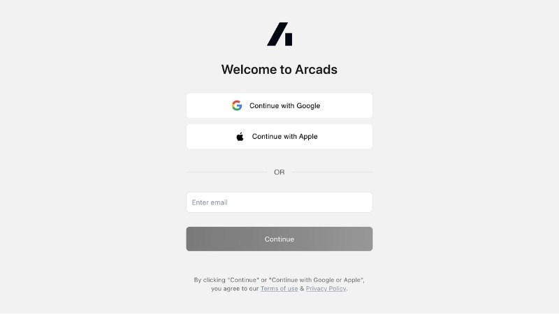 Arcads AI 계정 생성 및 로그인