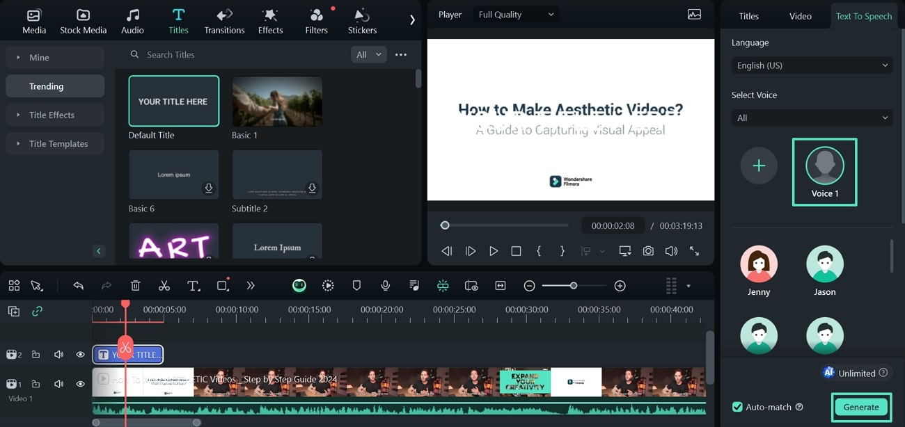 filmora voiceover text to speech
