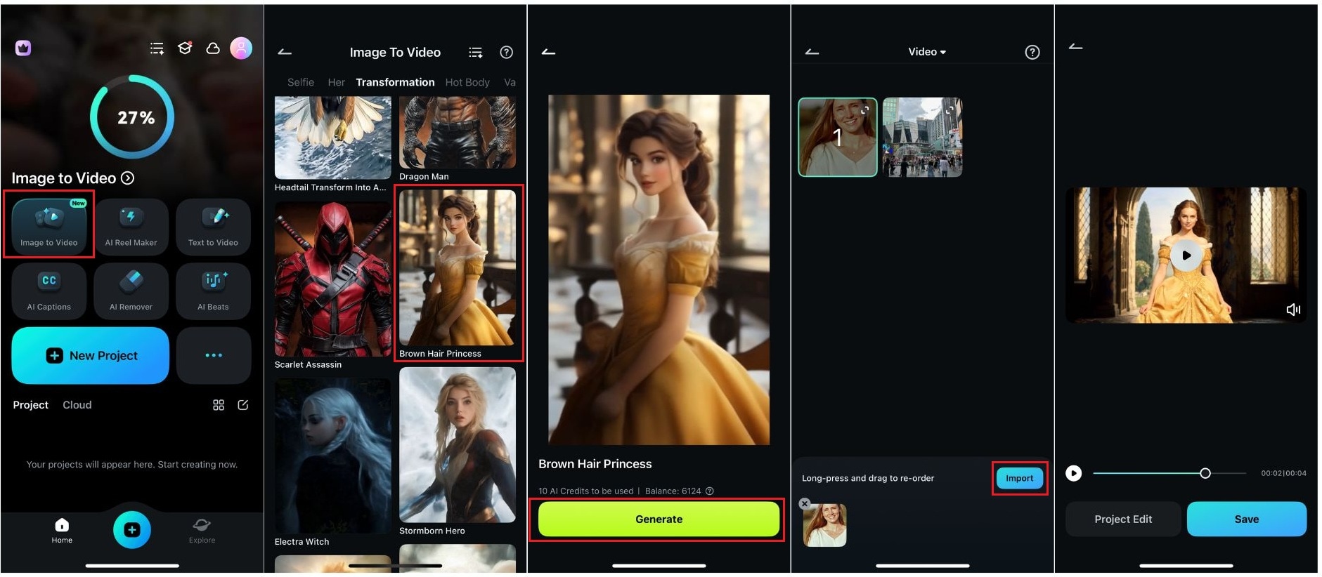 step by step using filmora ai image to video