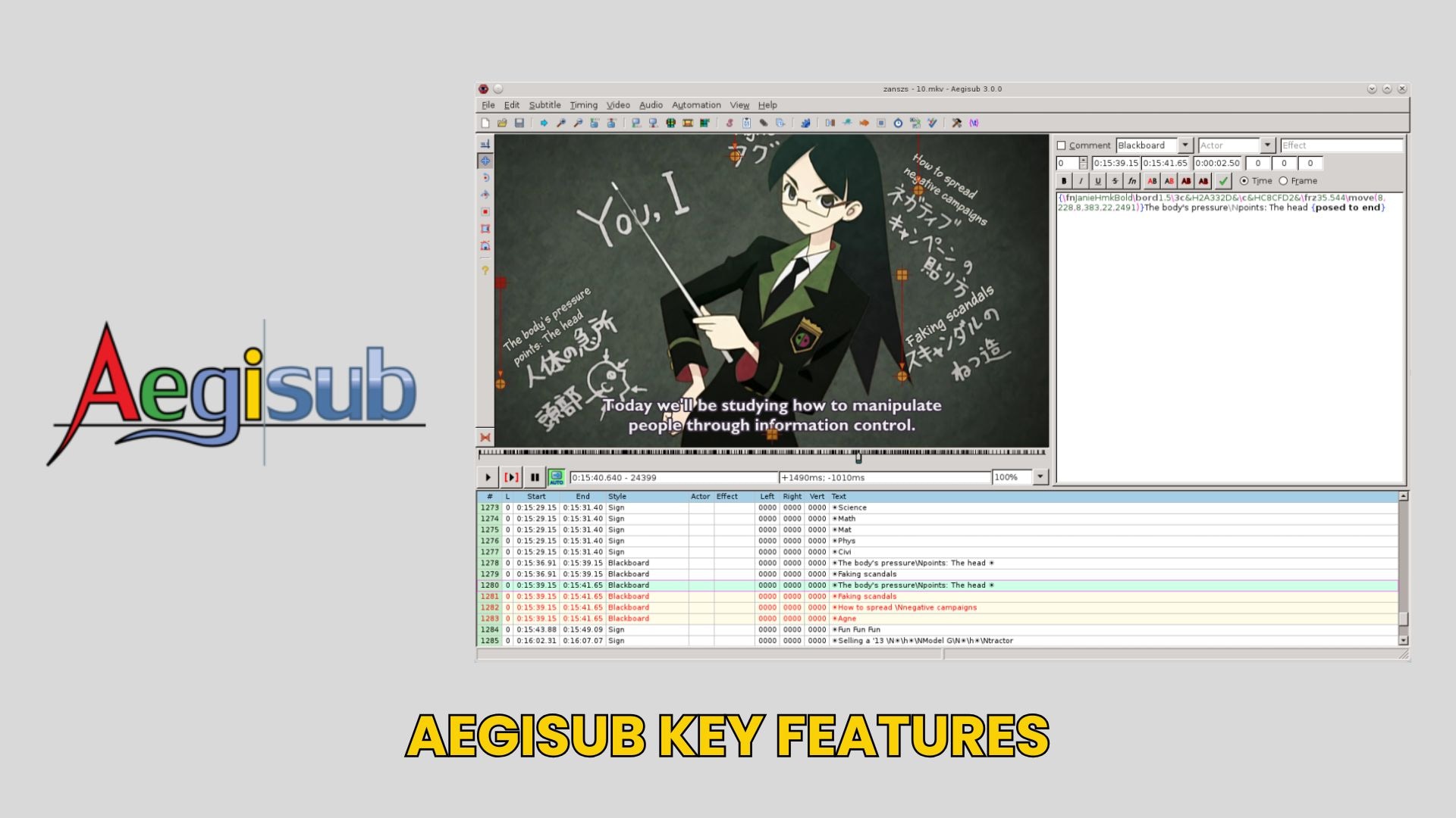 aegisub key features