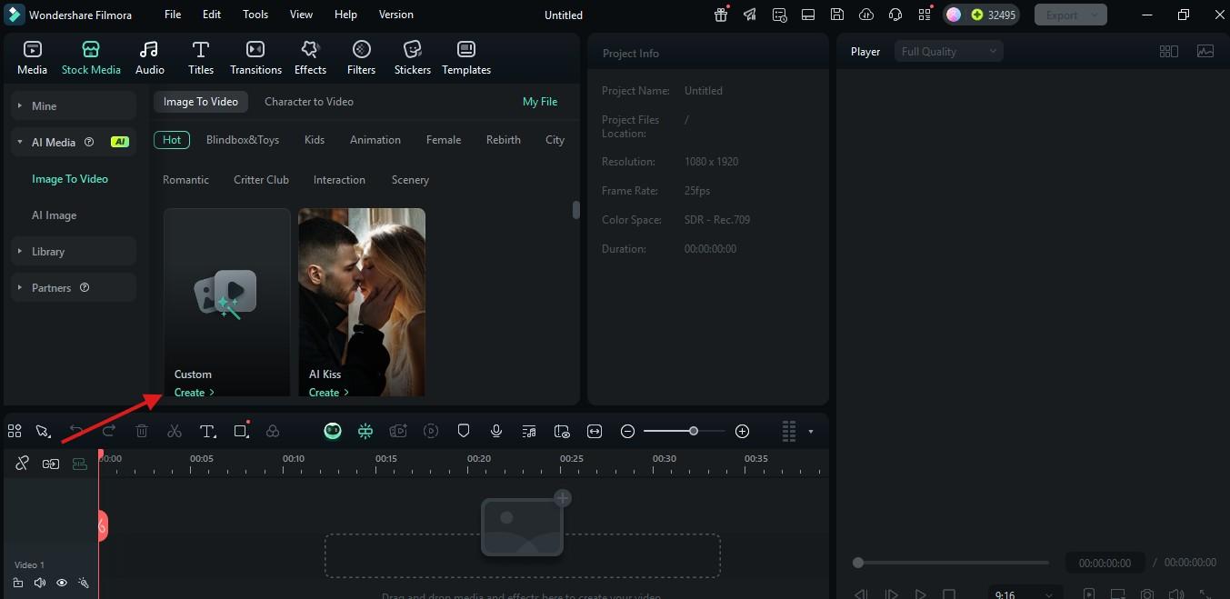 custom create on filmora