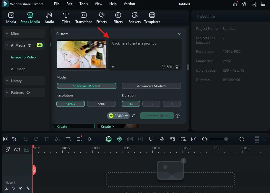 input text command on filmora
