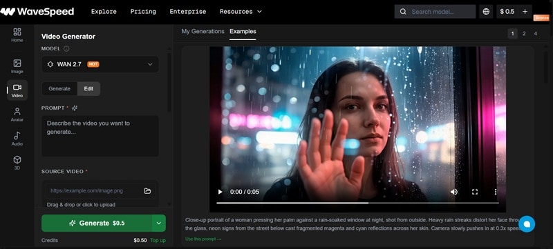 generate ai video in wavespeed