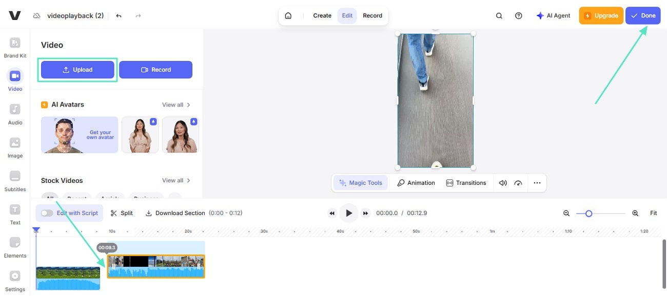 splice video and export from veed