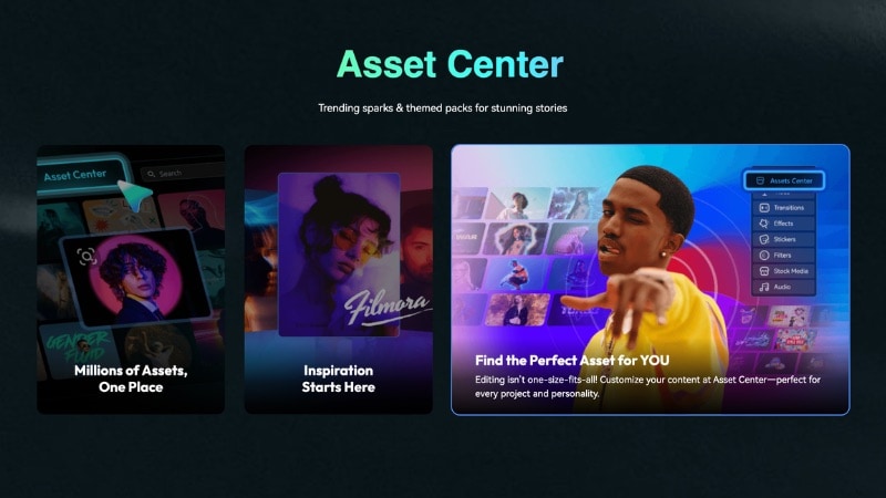 filmora creative assets inside the editor