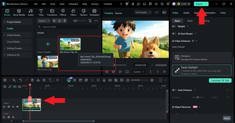 see the result and export video