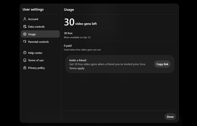 check sora active billing