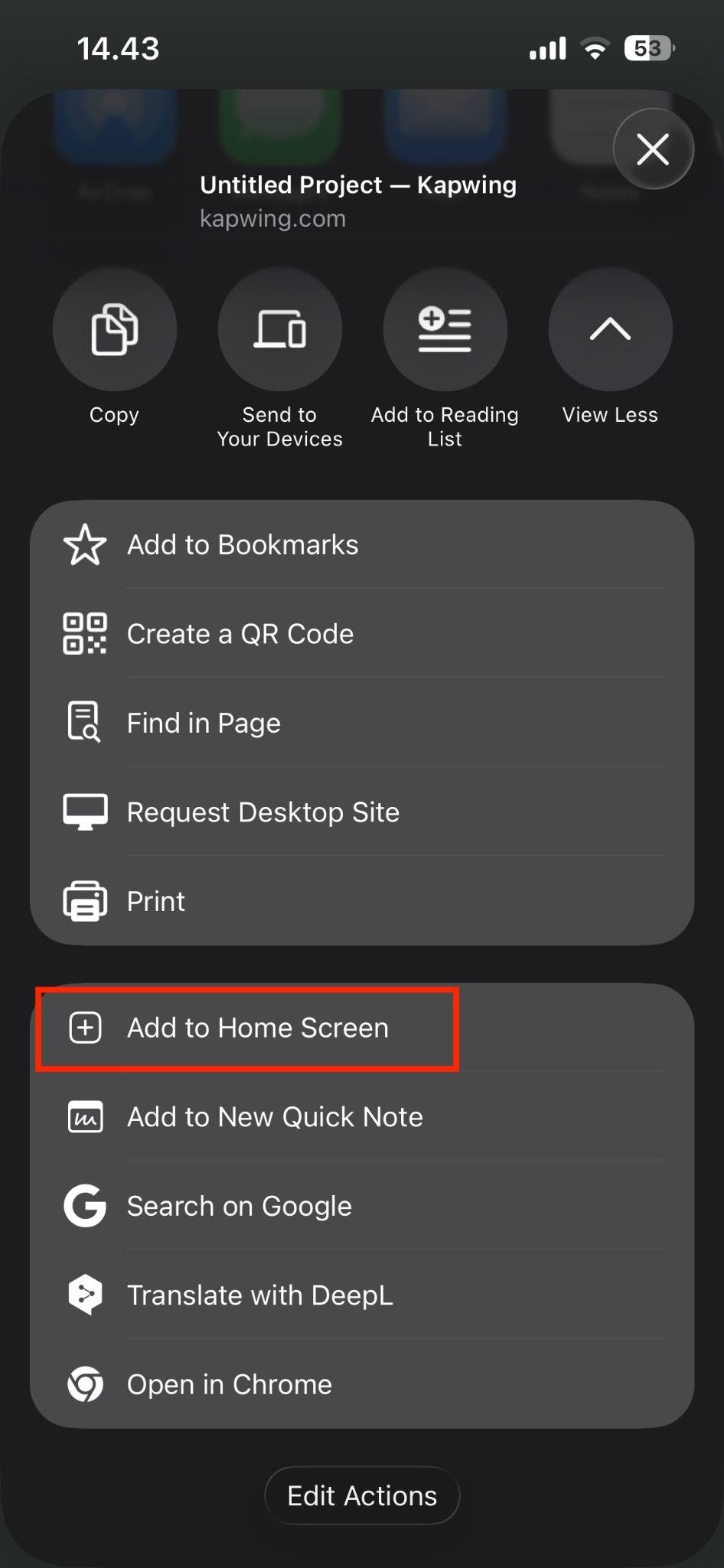 add kapwing to homescreen