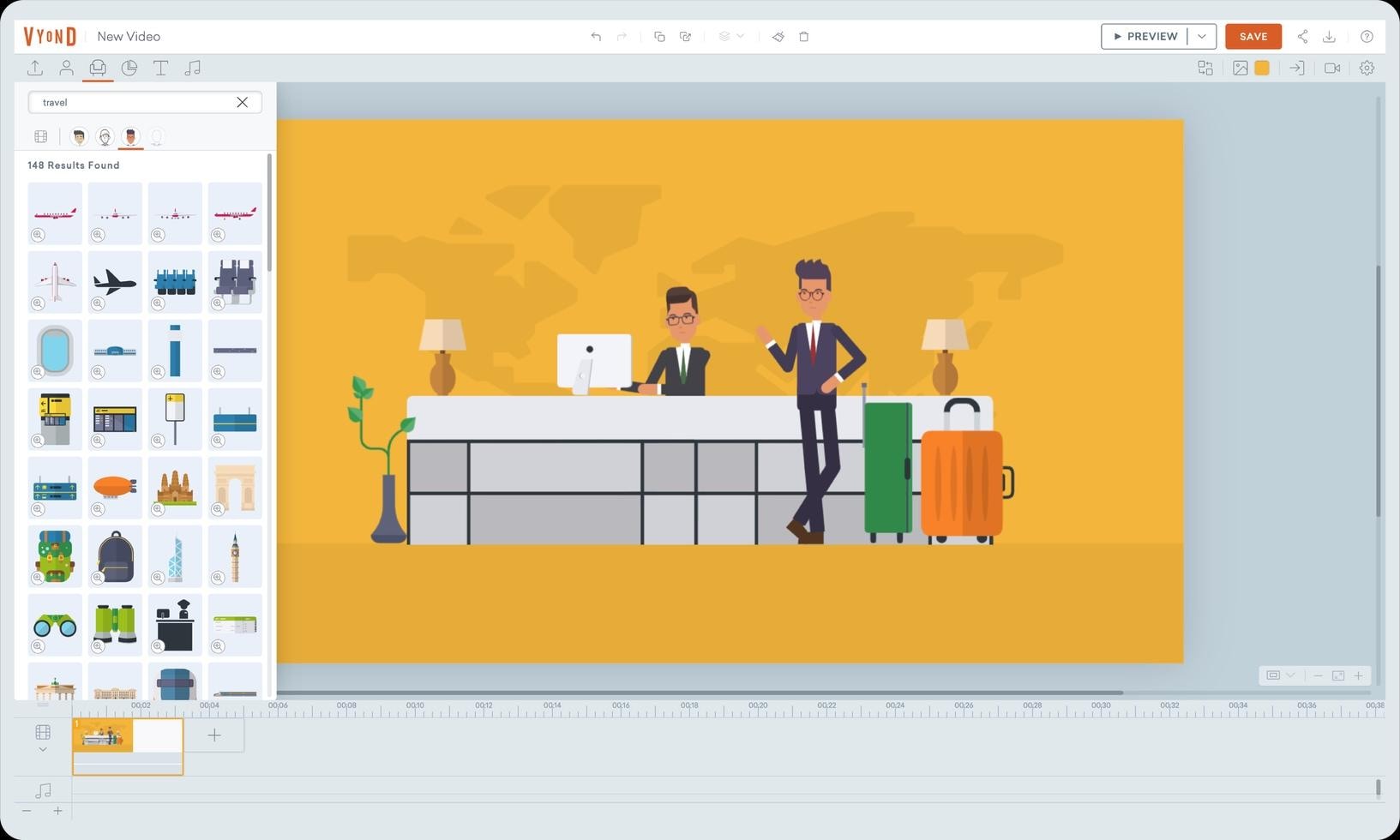 vyond timeline editing