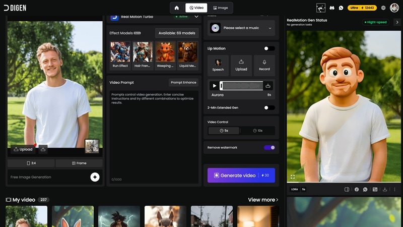 digen ai real motion model