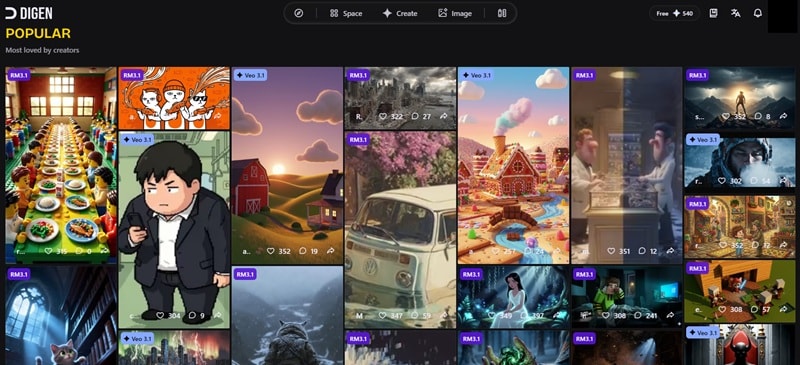 digen ai explore page
