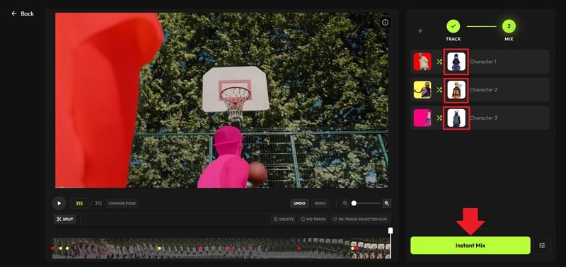 select the characters