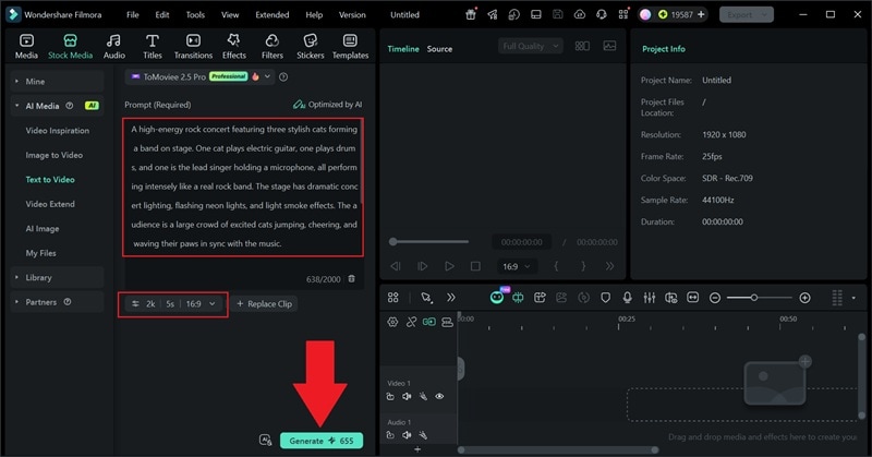 write prompt and click generate