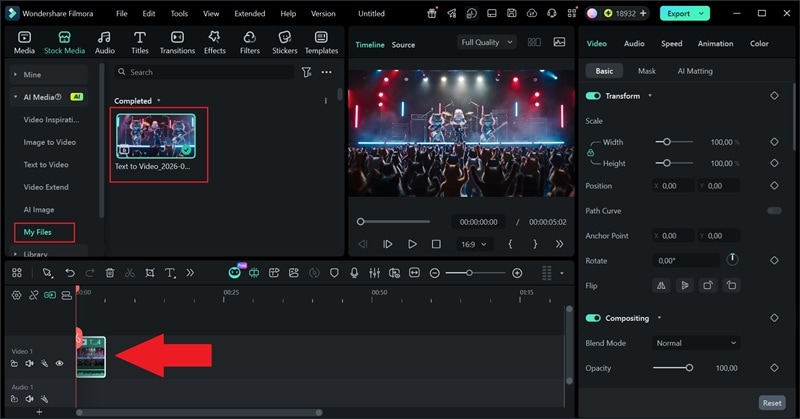 drag ai clip to filmora timeline