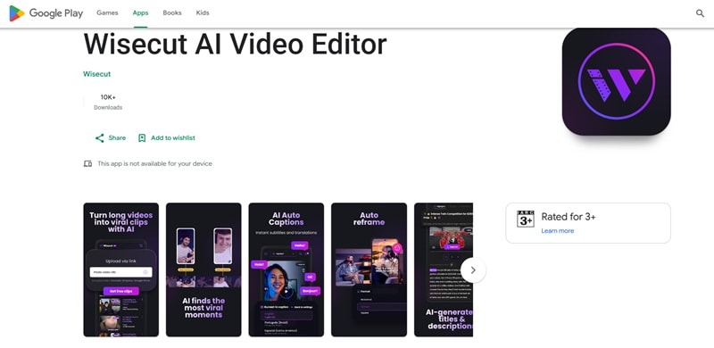 wisecut mobile app on android