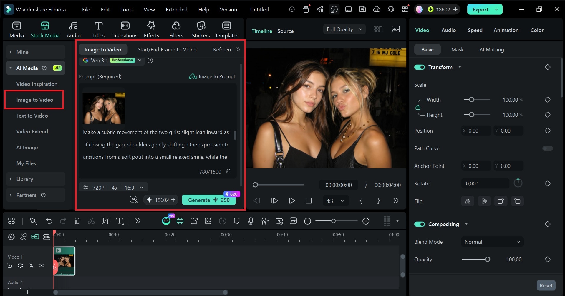 access to filmora image to video