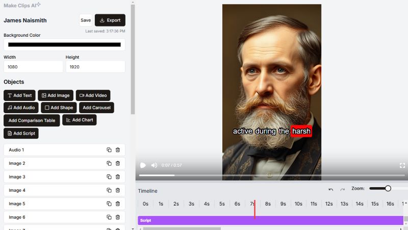 MakeClips AI 내장 영상 편집기