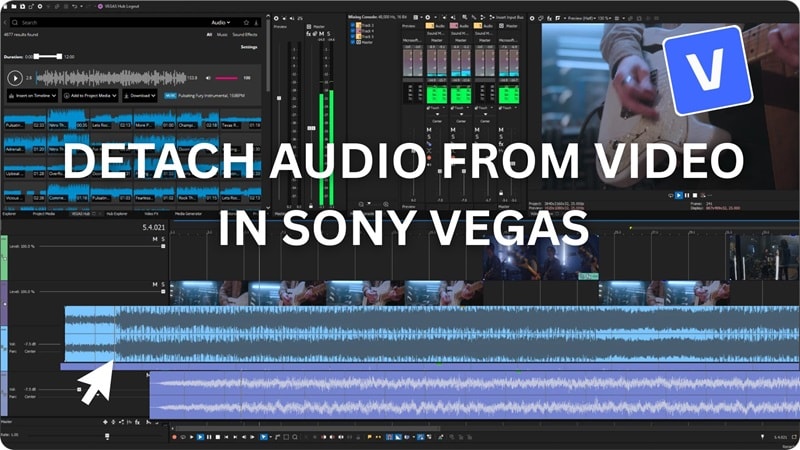 detach audio from video sony vegas