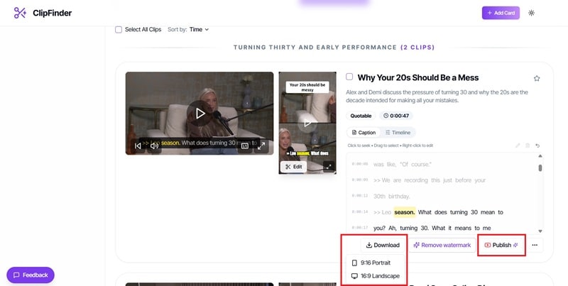 download or publish your video