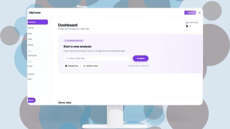 clipfinder dashboard